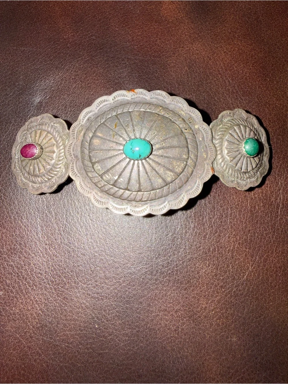 Vintage Made in France Southwestern Concho Hair Barrette Boho Western